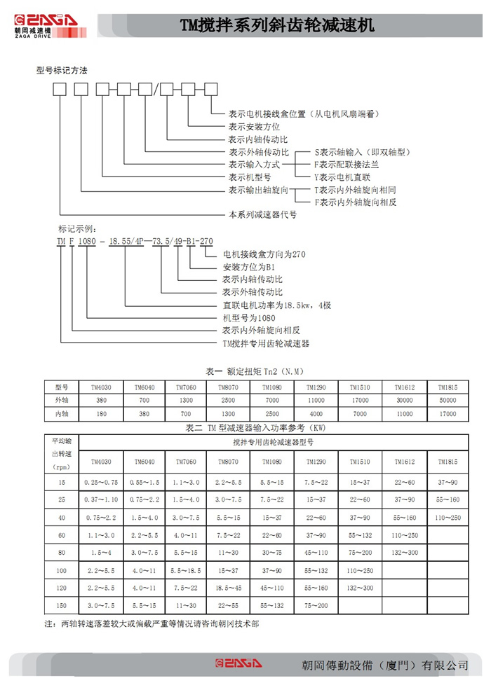 双输出搅拌专用减速机选型参数表